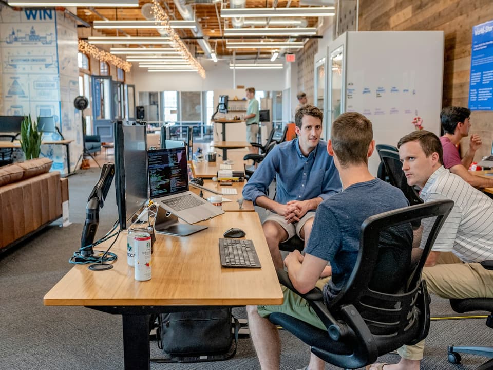 Team working together in an office