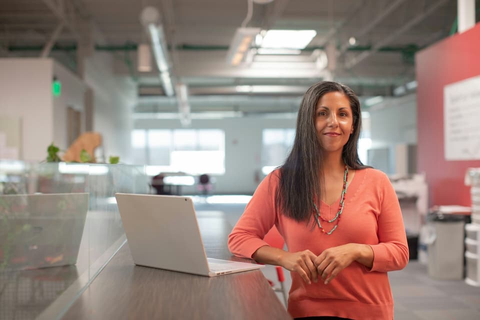 Property manager standing in an office